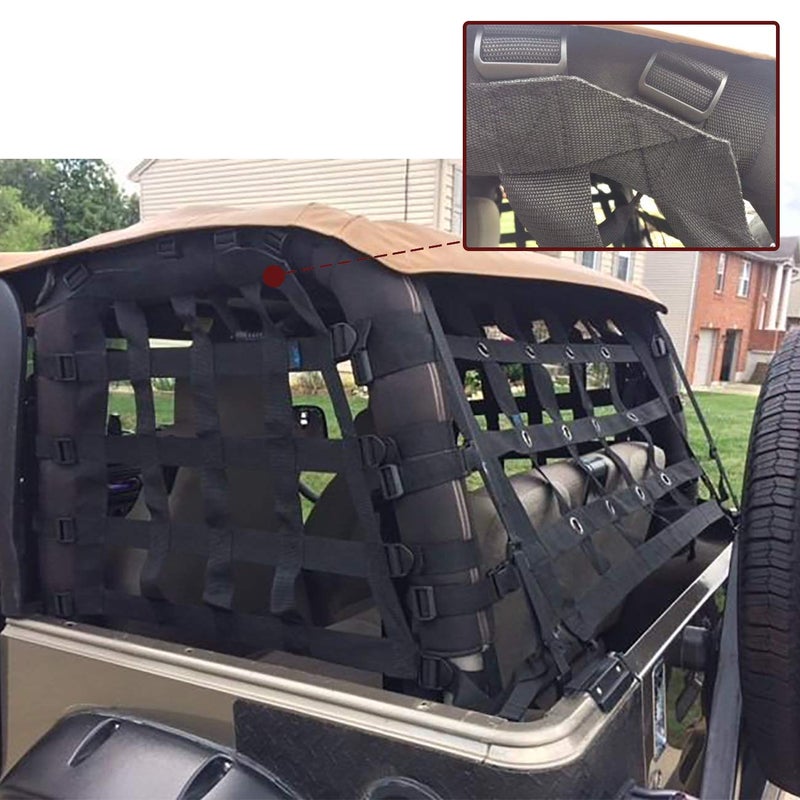 MFC Trail Cargo Net Rear Cargo Restraint System Net Trunk Cargo Mesh Net Compatible with for 1997-2006 Jeep Wrangler TJ 2 Door - Image 4